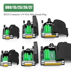 1pc DB9 DB15 DB25 DB26 Breakout Connector Solderless 9Pin 15Pin 25Pin 26Pin 37Pin D-SUB RS232 Connector 3+9 VGA Male Female Plug