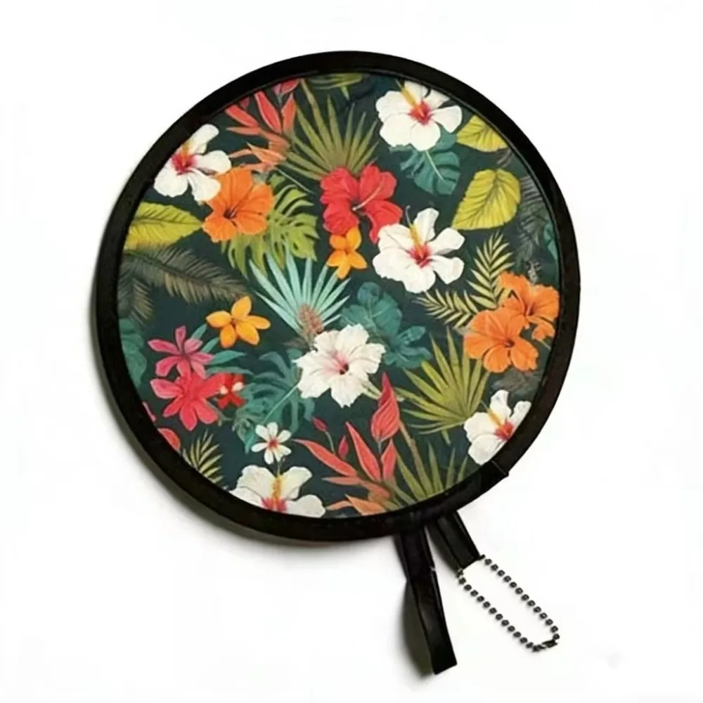 NEW 8 Styles Round Foldable Fan Lightweight with Storage Bags Hand Fans Portable Cooling Fans Summer Outdoor