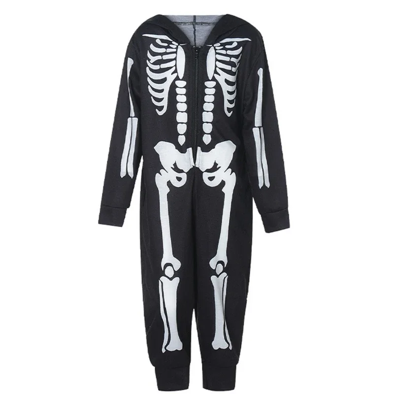 Crianças esqueleto pijamas uma peça pijamas cosplay-festa halloween esqueleto onesie crianças adultos traje r7rf