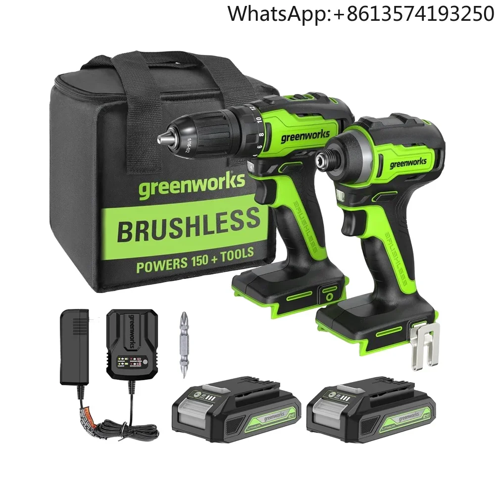 

24V Professional Grade Cordless Brushless Drill Impact Driver Combo Kit High Torque
