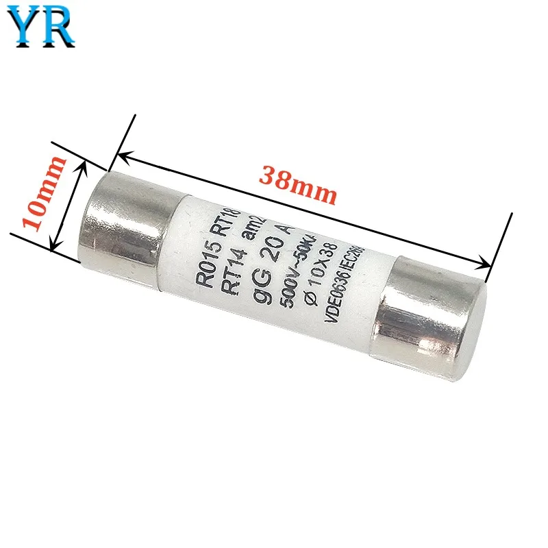 5PCS R015 10x38mm Fast Blow Ceramic Fuse 10*38 Fuses 500V 0.5A 1A 2A 3A 4A 5A 6A 8A 10A 16A 20A 25A 32A RT14 RT18