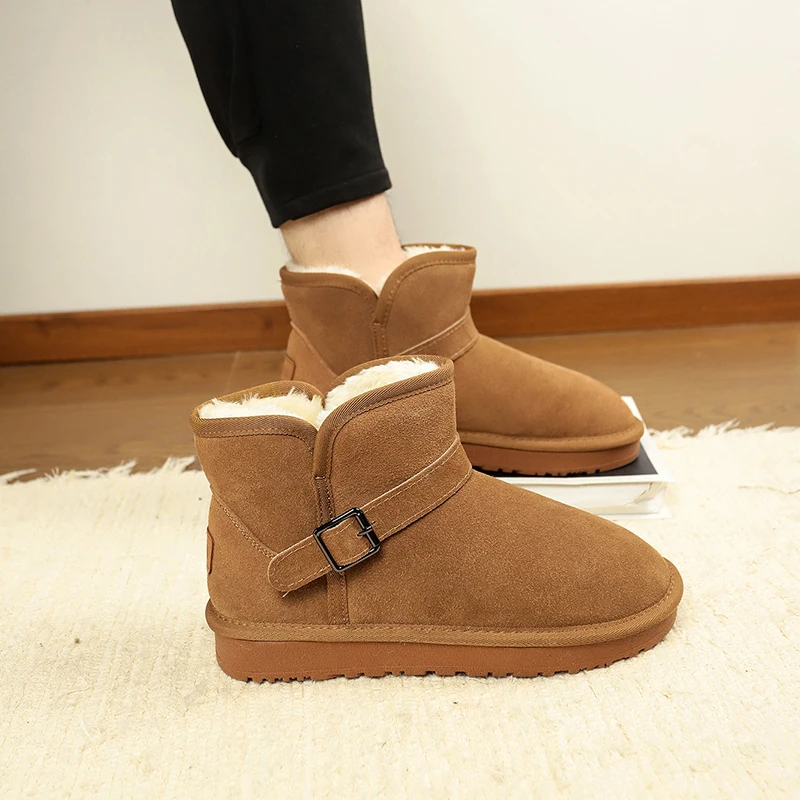 

Мужские зимние флисовые теплые уличные непромокаемые зимние ботинки из 100% натуральной кожи, ботильоны и хлопчатобумажная обувь