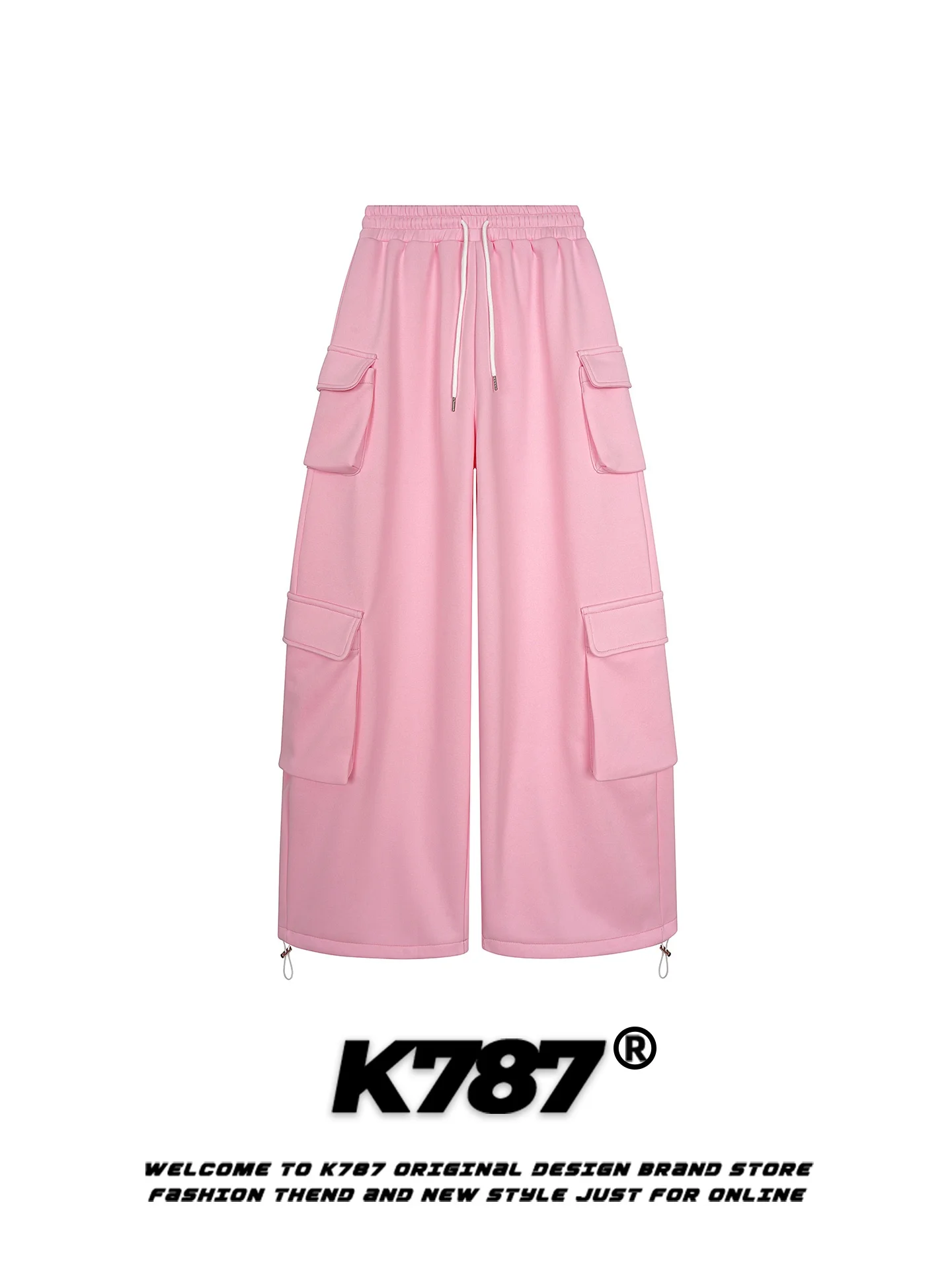 

K787 American Retro Multket Pink Casual Pants Women's Sweet Gentle Slimming Fce Straight Leg Workwear Wide Leg Pants