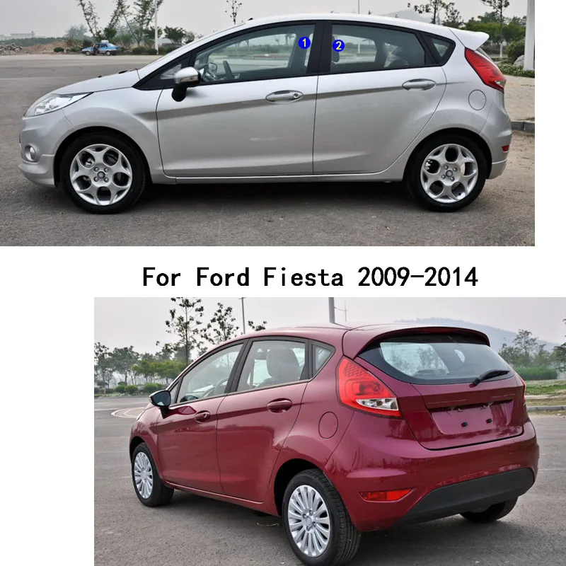 Car TPU/Glossy Mirror Pillar Post Cover For Ford Fiesta 2009 2010 2011 2012 2013 2014 Door Trim Window Stickers Accessories