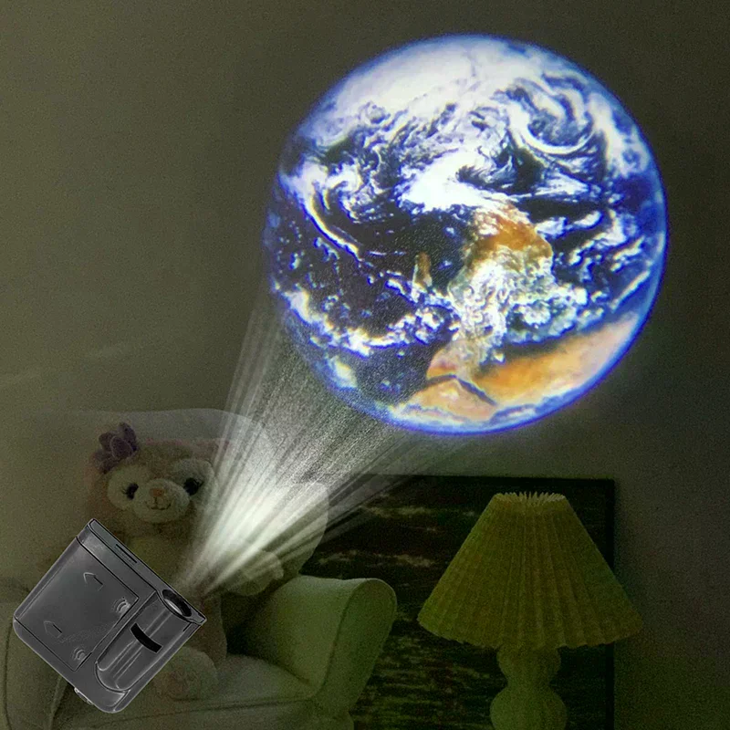 Aurora Moon Galaxy Projection Lamp Background Atmosphere Night Light Earth Projector Photography Lamp for Birthday Gift