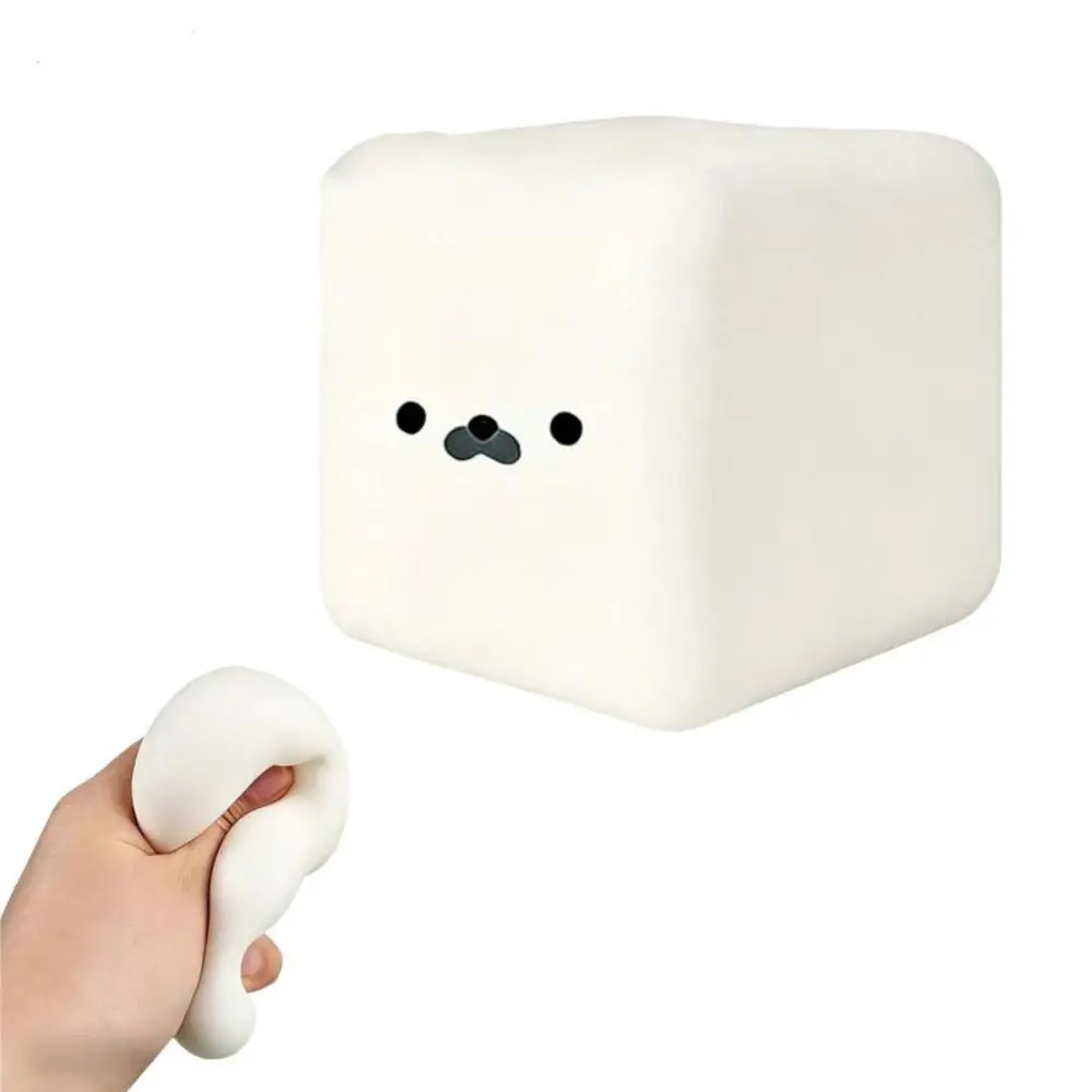 Reusable Ultra Soft Tofu Squeeze Toy Slow Rising Moldable Fidget Toy Seal Expression Square Anxiety Relief Toy Kids&Adult