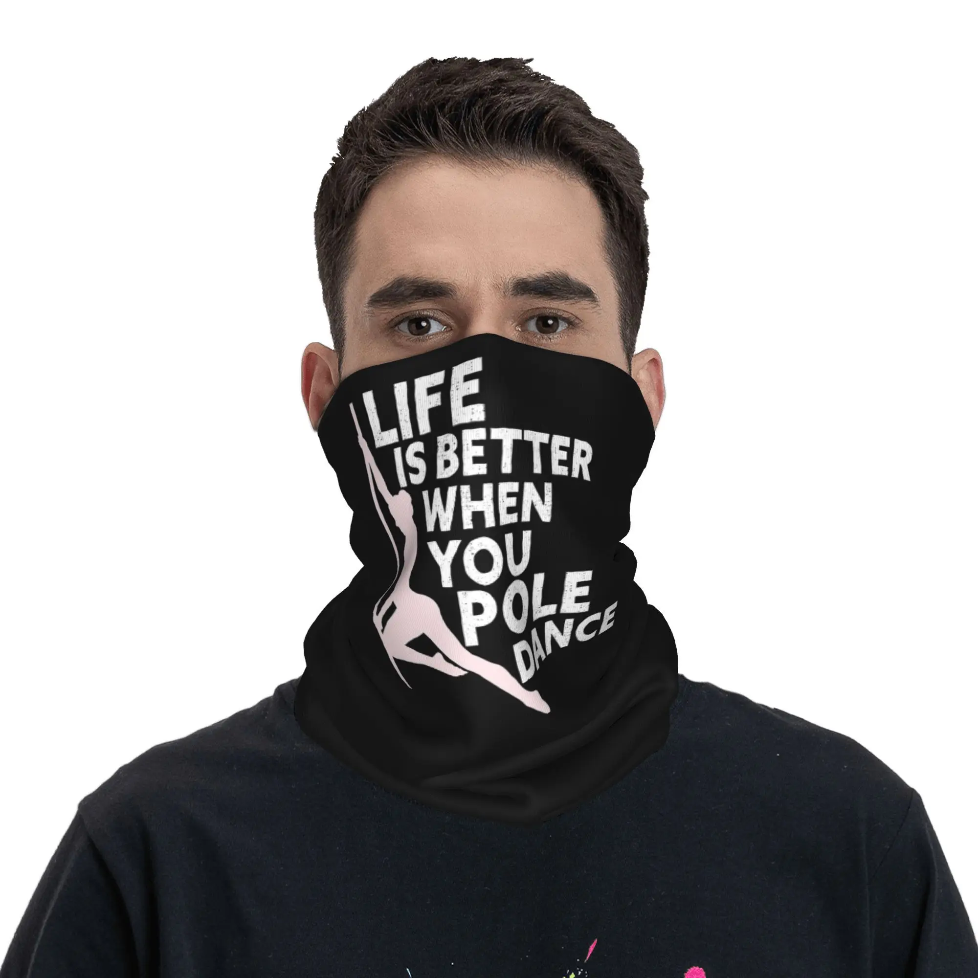 

Жизнь лучше, когда ты танец на шесте, фитнес, бандана для танцев на шесте, гетры с принтом, маска, шарф, шарф для велоспорта, пеший туризм, рыбалка