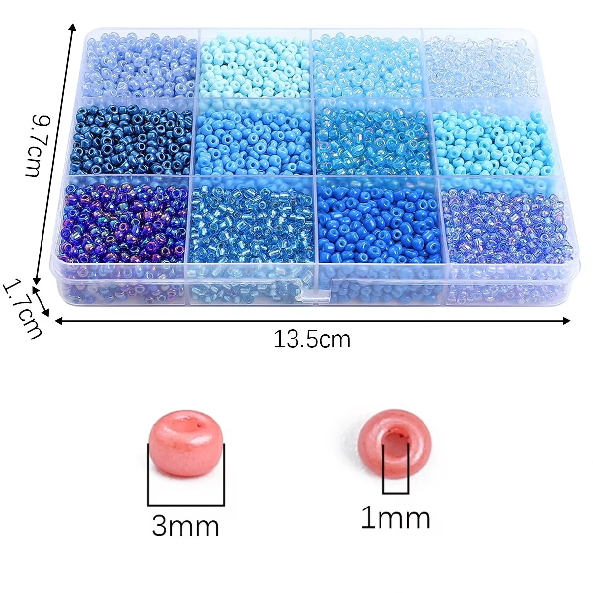3600pcs 3mm Glass Seed Beads, Assorted Colors, 12-grid Storage Box, DIY Jewelry Making Kit, Loose Beads For Bracelets, Necklaces view 2