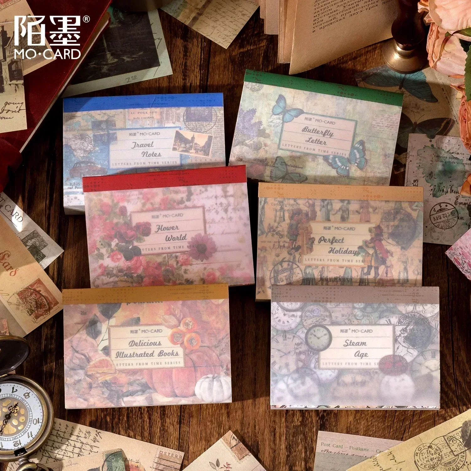 100pcs/lot Memo Pads Material Paper Letter from Time Junk Journal Scrapbooking Cards Retro Background Decoration