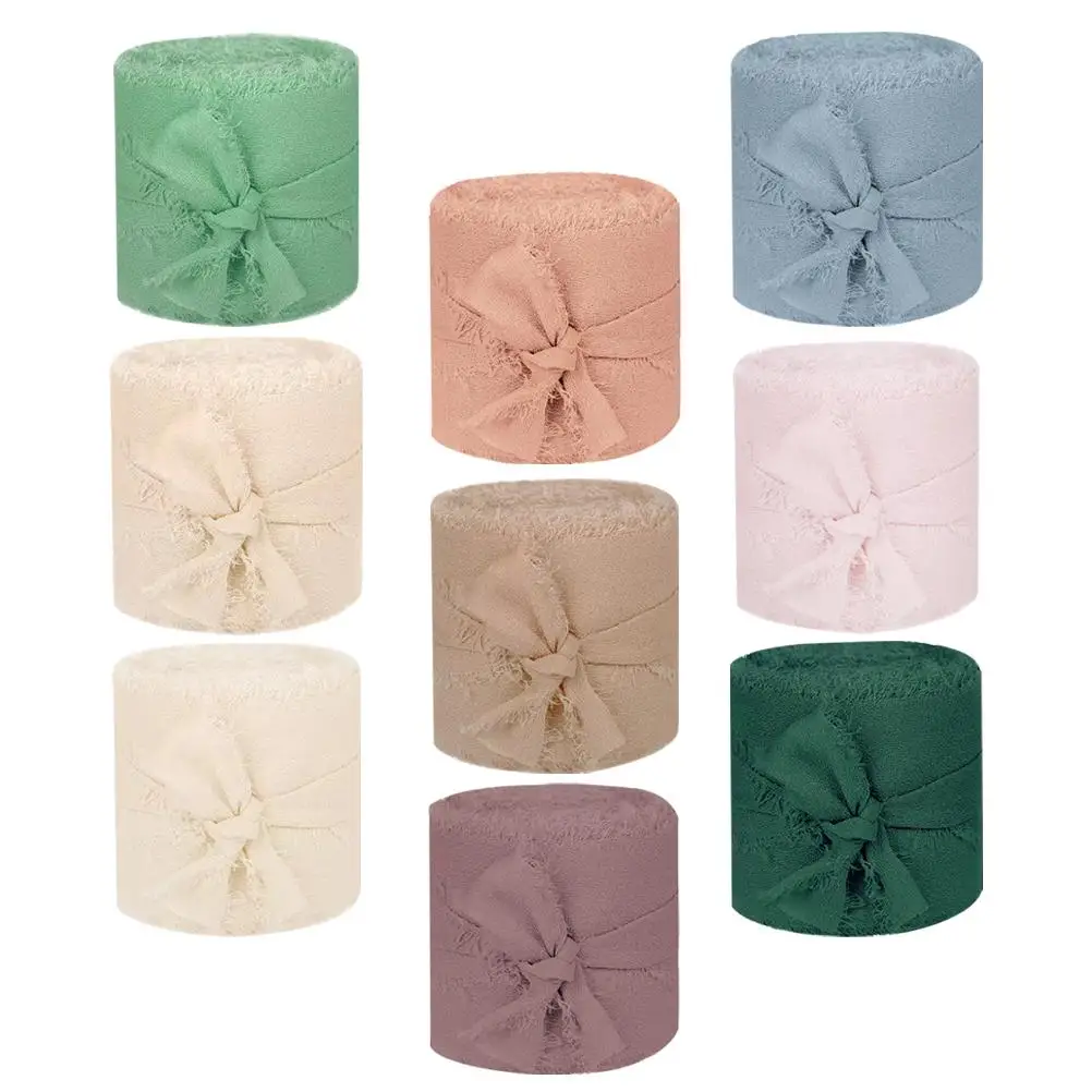 

9 Rolls 40mm Chiffon Ribbon Wedding Invitations DIY Bridal Bouquet Present Box Wrapping Craft Supplies Multi-Color