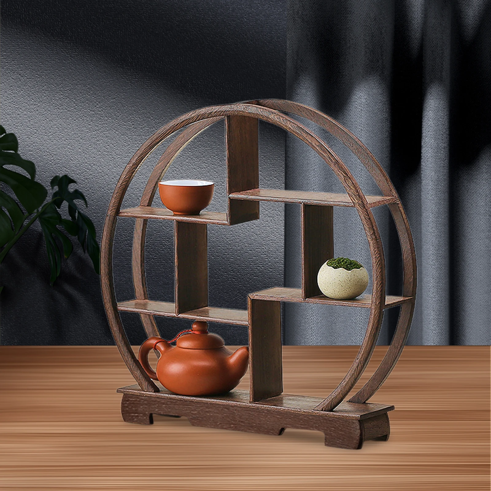 Wooden Display Stand Antique Display Shelf Oriental Furniture Teapot Stand Crafts Display Rack for Table Home Antique Store image 3