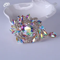 Fashionable Shiny Glass Rhinestone Corsage Exaggerated Gem Coat Accessories Pin Phantom Droplet Broch