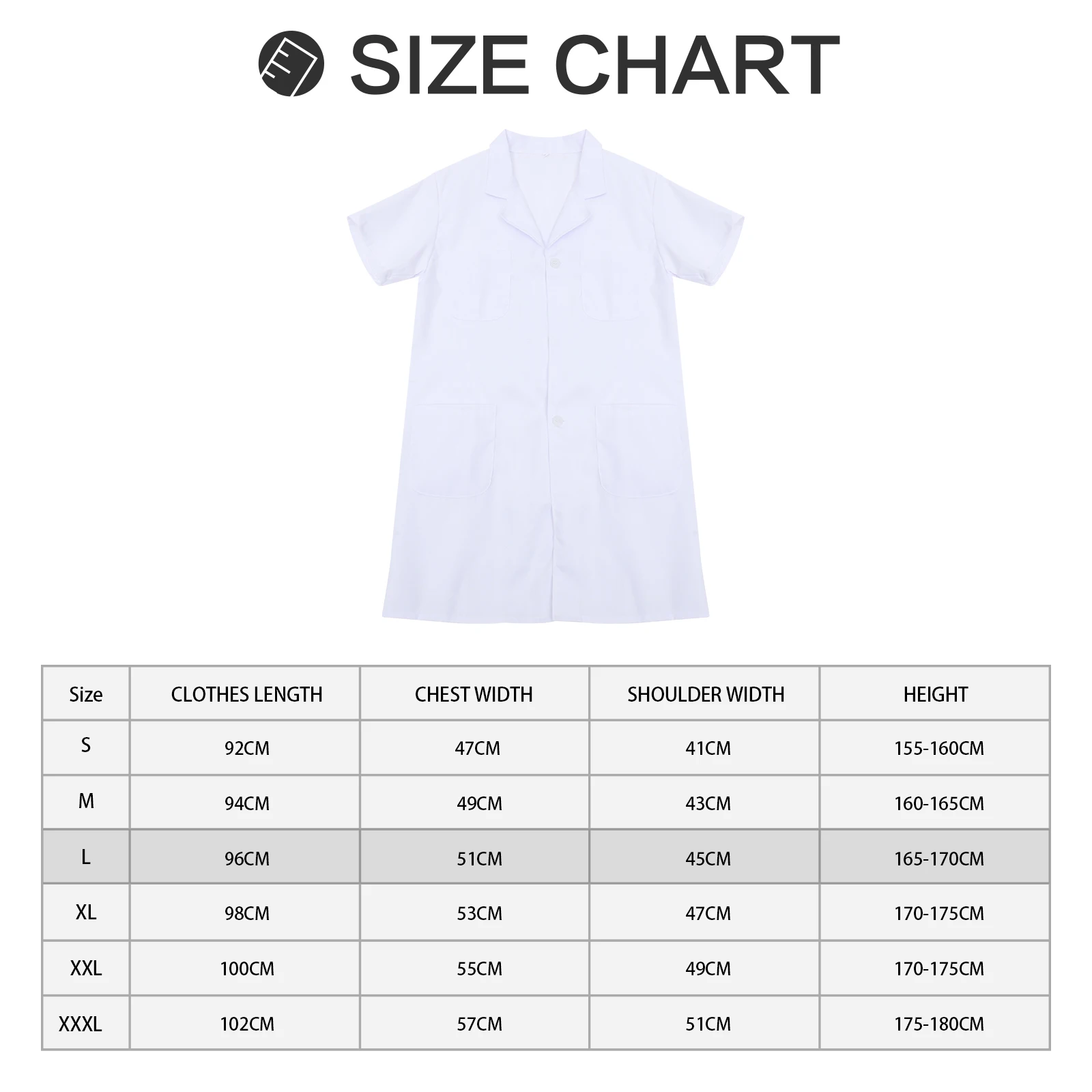 

Women's Nurse Uniform Short Sleeve White Gown Medical Uniform Halloween Cosplay Nurse Clothing - Size L