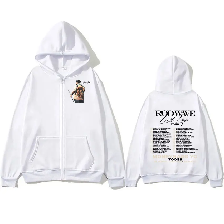 Rapper Rod Wave Last Lap Tour 2024 Zipper Hoodie Men Hip Hop Loose Pullover Sweatshirt Unisex Retro Fashion Coats Clothing Hoody