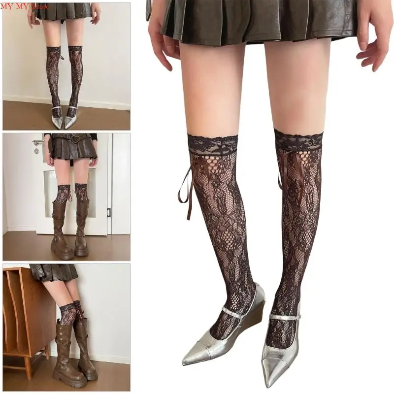 

N1HE 1PAIR FLOURAL LACE SHIGH HIGH WOLKSS SWEET Bow