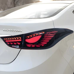 Car Taillights Assembly For Hyundai Elantra 2012-2016 LED Auto Rear Lamps Upgrade Dynamic Dragon scale Taillight Accessories