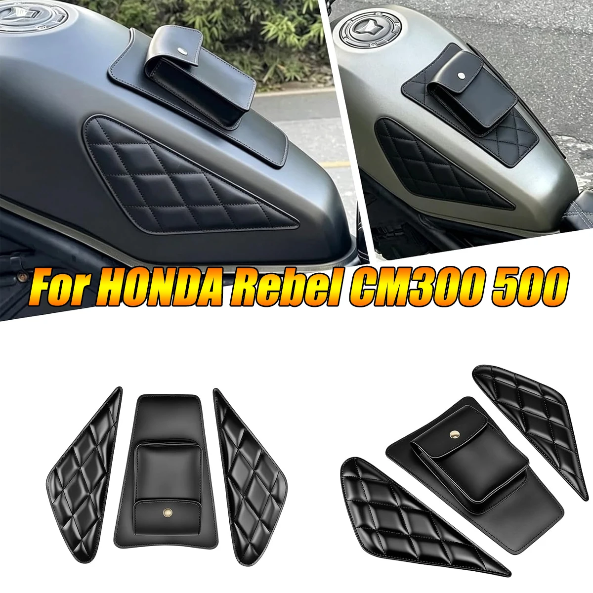 Motorcycle fuel tank sticker storage bag side bag oil pot decoration sticker Fit For HONDA Rebel CM300 CM500 CMX300 CMX500