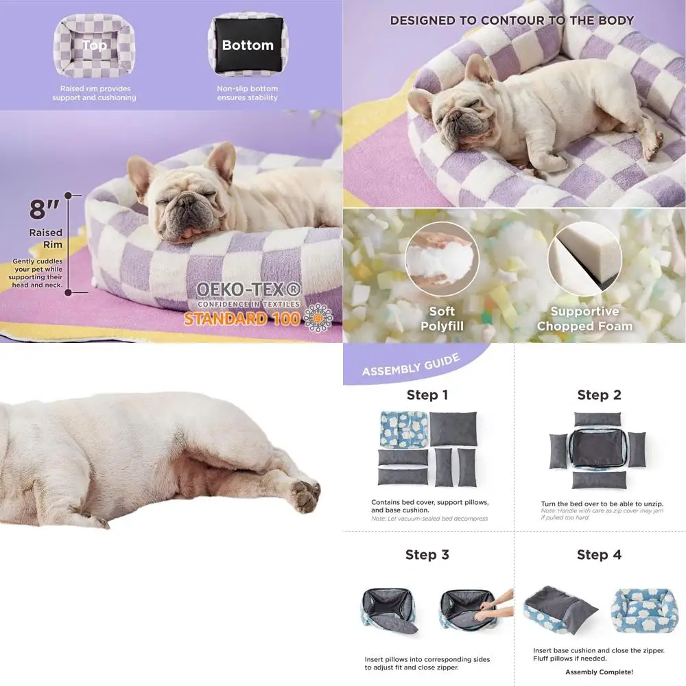 

Medium Dog Orthopedic Bed - Washable, Plush Shaggy Sofa, Anti-Slip, 30x24x8inches