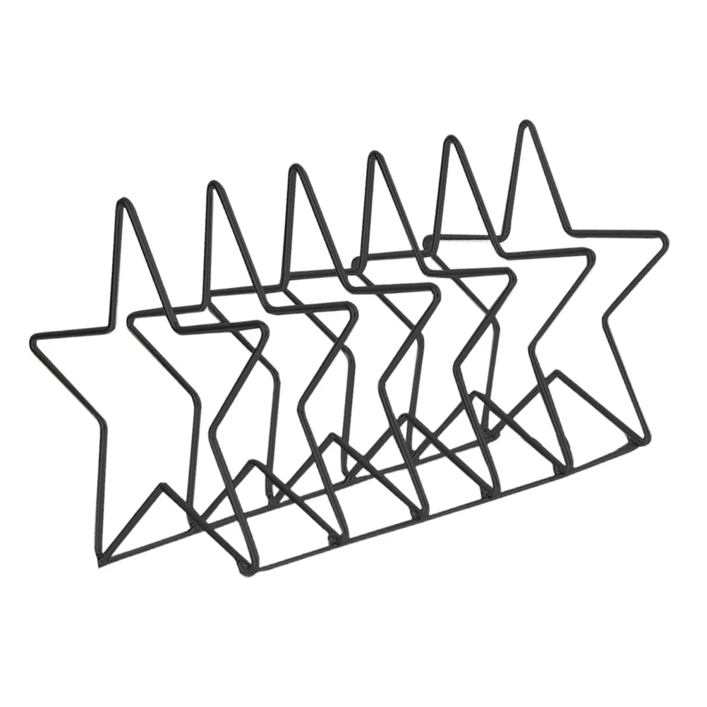 

1pc Iron Art Rack Black Star Shaped Wire Bookend For Books Star Shaped Book Rack Magazine Storage Desk Organizer Display Stand