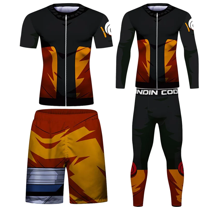 Sport Sets Men MMA Rashguard Jiu Jitsu T shirt+Pants BJJ Boxing Jerseys KickBoxing Muay Thai Shorts Tights Fitness Trained Suits