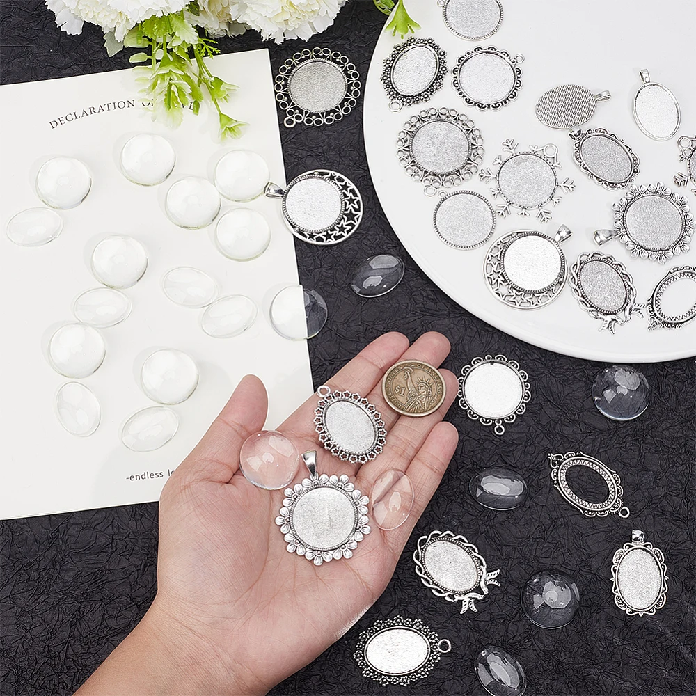 24 Sets Pendant Trays 12 Style - đánh giá và giá Bezels Set Pendant