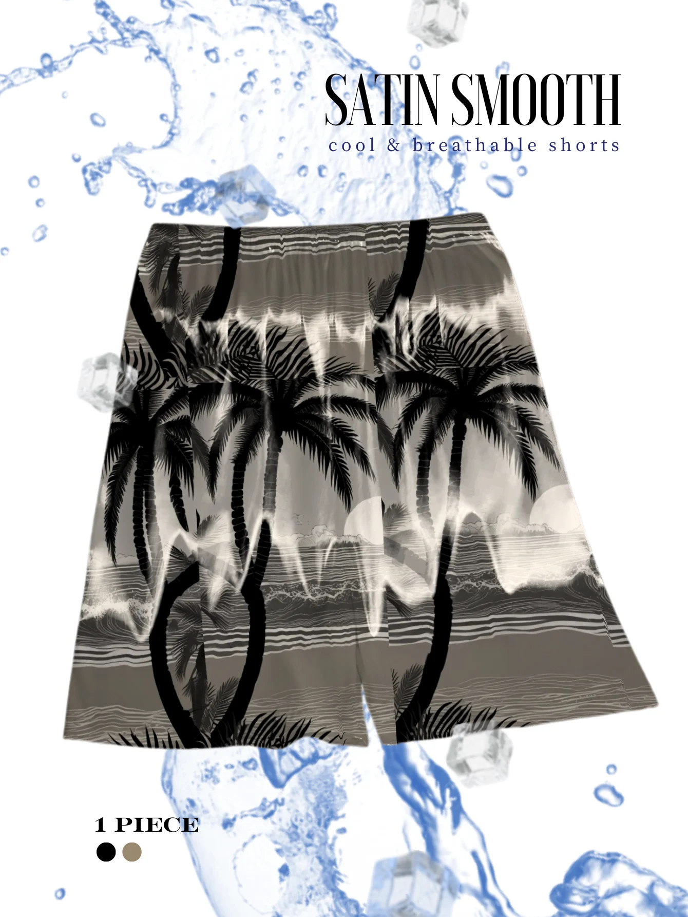 

1Pc NEW Hot Men’s Sunset Palm Tree Print Shorts Sheer Metallic Glossy Pants Comfortable Casual Sexy Sleepwear Men Underwear