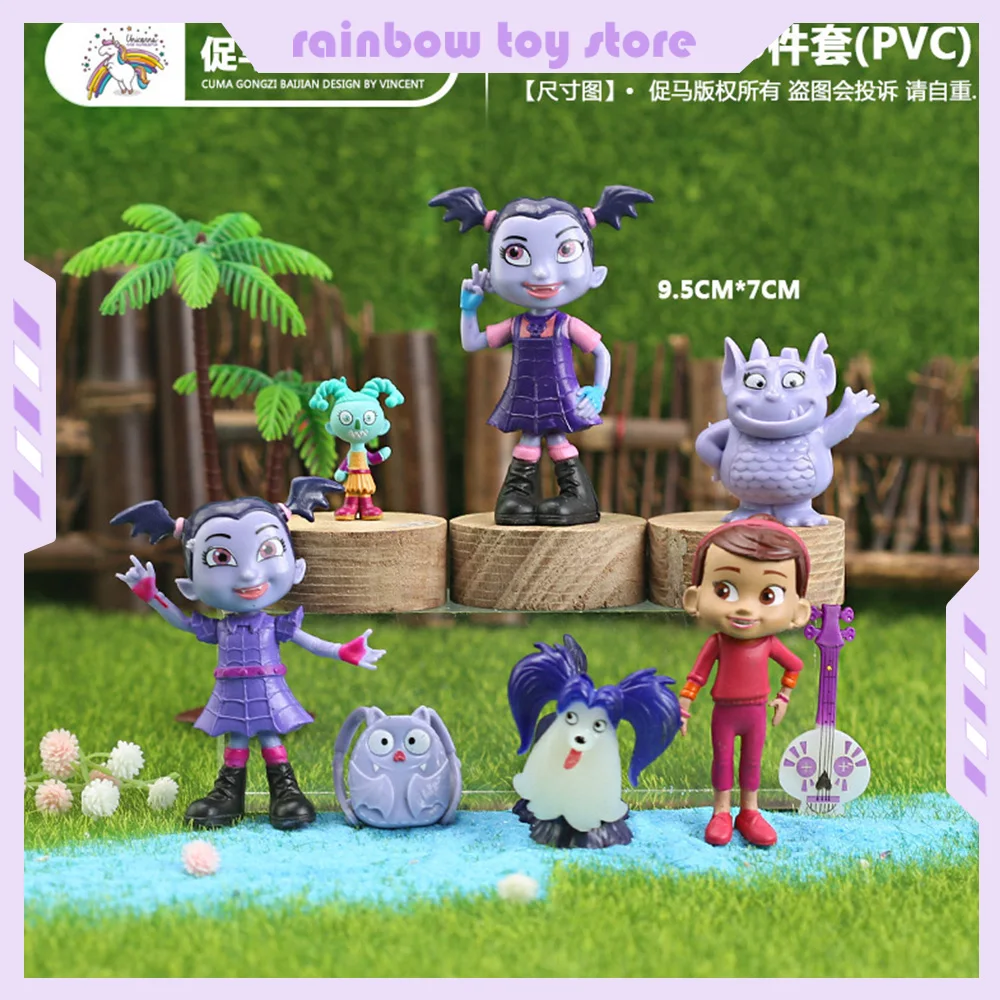 9PCS Vampirina Girl Mini anime Figure Collection Toy 7cm Vampirina Props action figures Room Decoration Christmas Gift toys