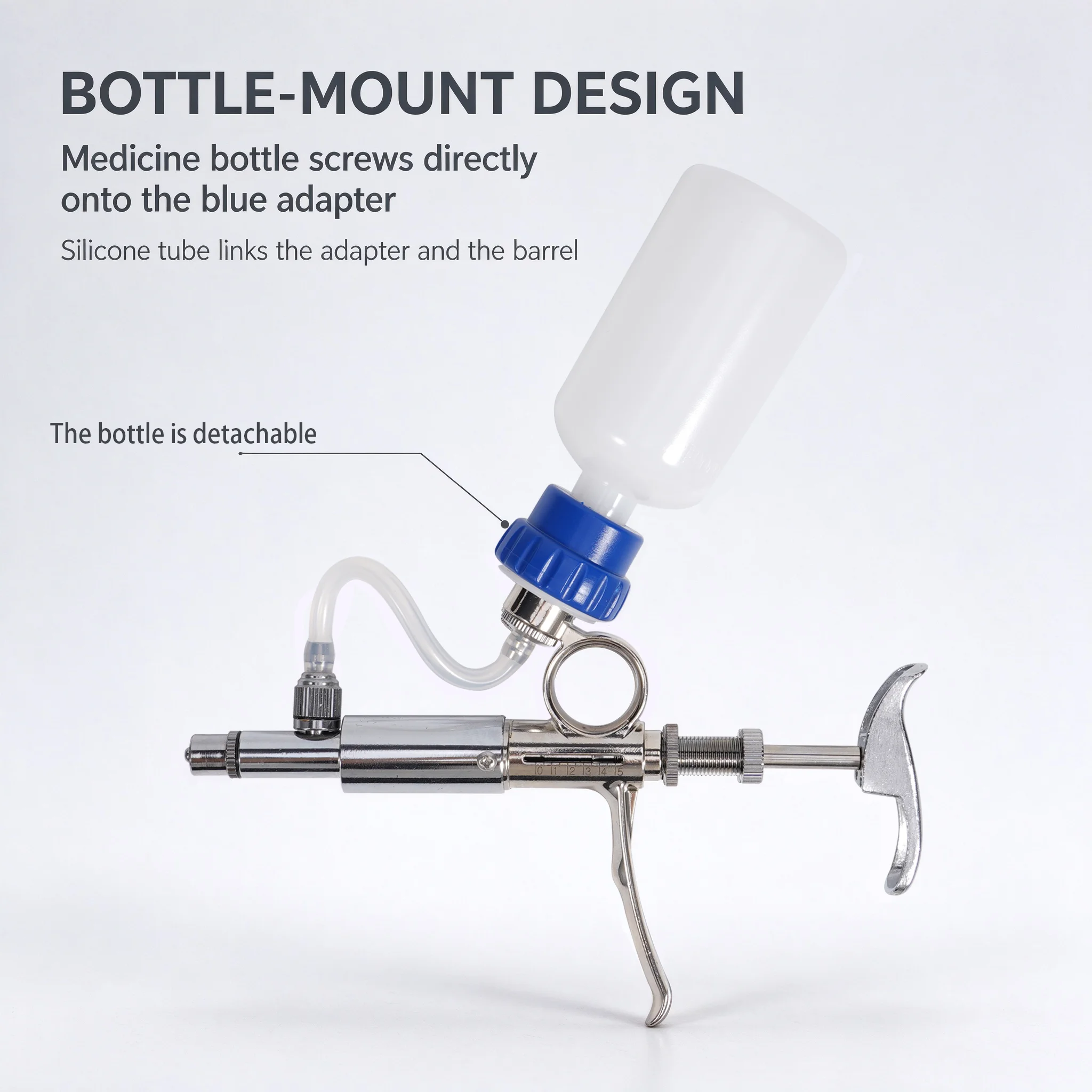 Vaccine Injector Veterinary Continuous Syringe For Bottle Insertion 2/5ML Suit Livestock Drug Dispenser Cow Sheep Equipment Tool