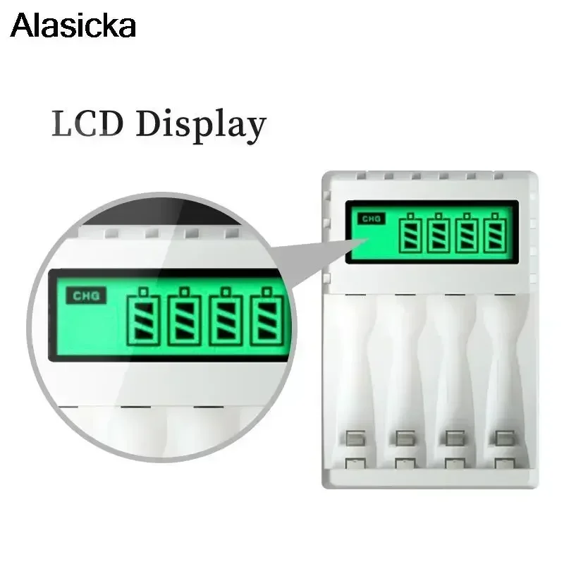 

4 Slots Smart Battery Charger for AA/AAA NiCd NiMh Rechargeable Batteries Aa Aaa Smart Charger LCD Display Battery Charger
