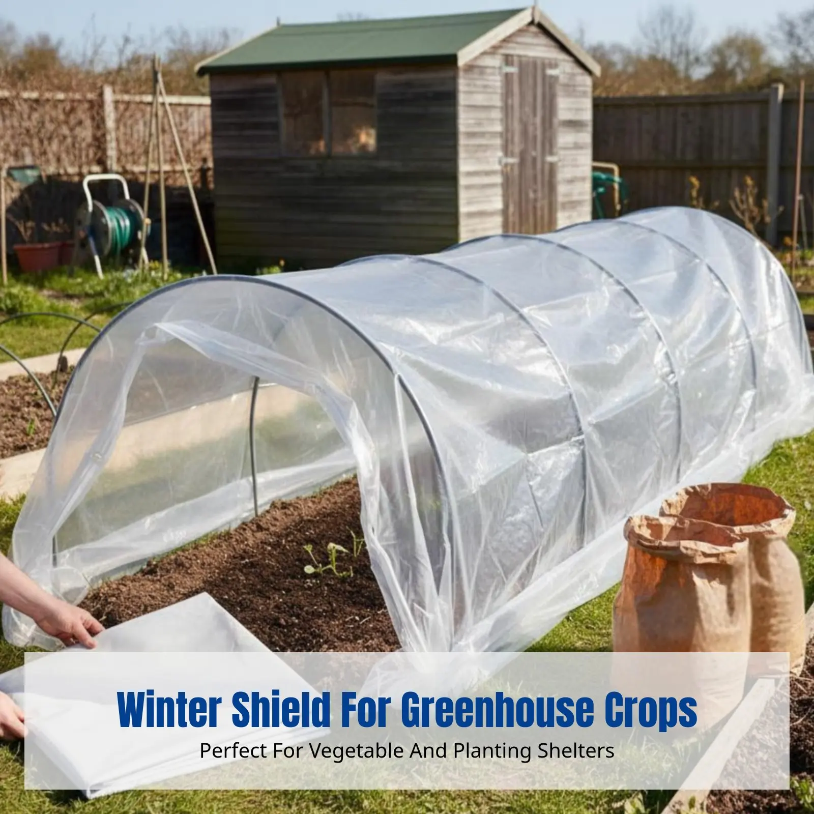 Transparent Greenhouse Film, Thickened Insulating PE Sheeting, Freeze-Resistant Cover for Vegetable Gardens, Garden Tarp