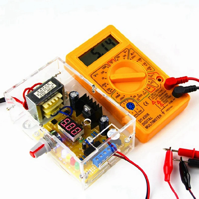 Fuente de alimentación regulada por voltaje ajustable LM317, Kit DIY, fuente de alimentación estabilizada de 220V CA, enchufe europeo de laboratorio