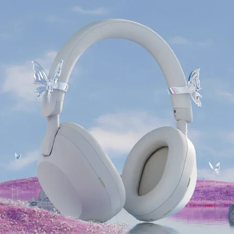 SONY WH-1000XM5 Case Cover Sliver Butterfly 3DPrinting Sony Headphone Decoration Custom Earphone Protect Accessories Cover Gifts