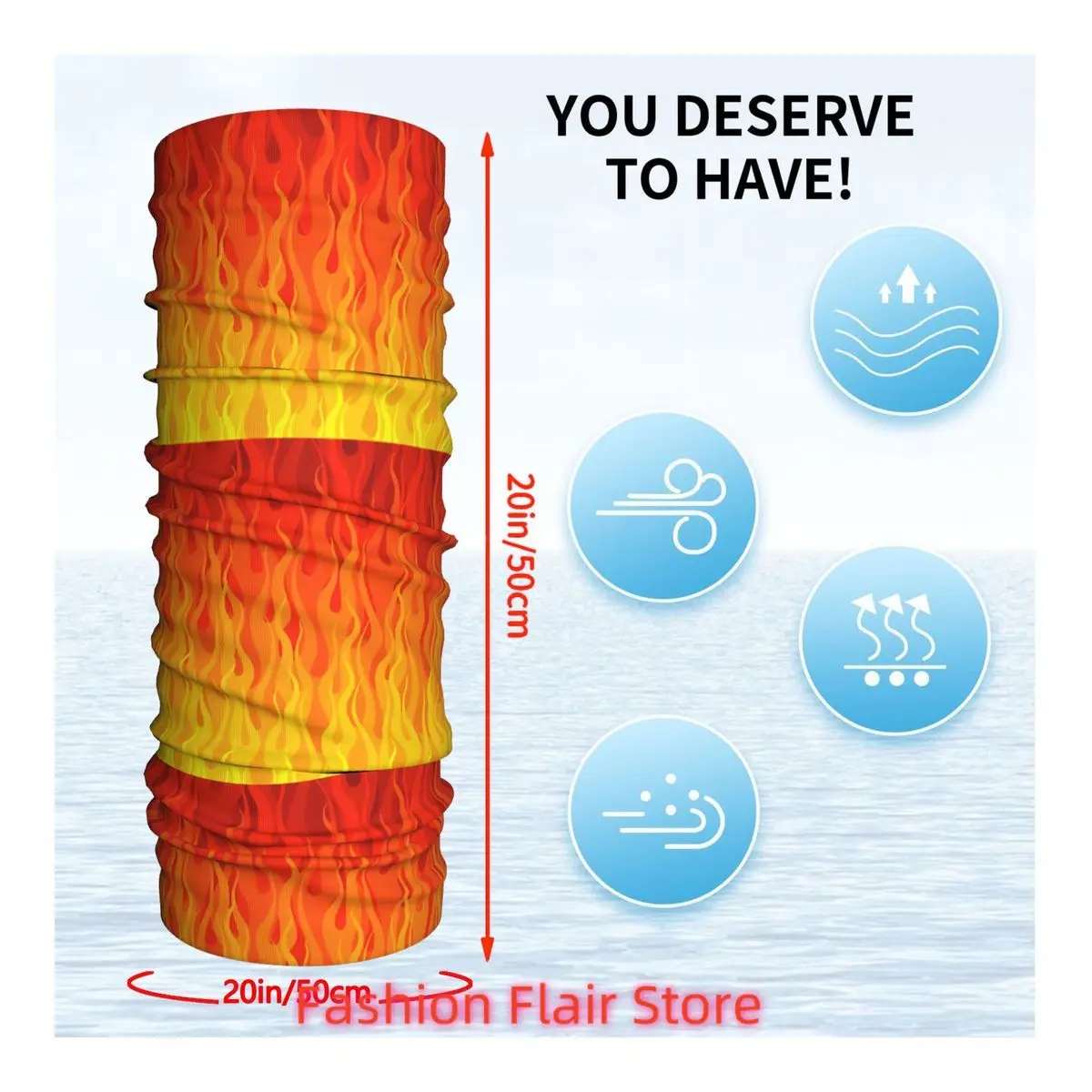 Red Orange Yellow Burning Flames And Fire Bath Mat Bandana Neck Cover Printed Wrap Scarf Multi-use Cycling Riding for Men Unisex view 2