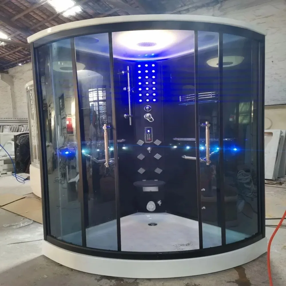 Sector-Shaped Wet Steam Shower Cabin for Single Person, Dimensions: 1200x1200x2150mm, Sauna Room A36