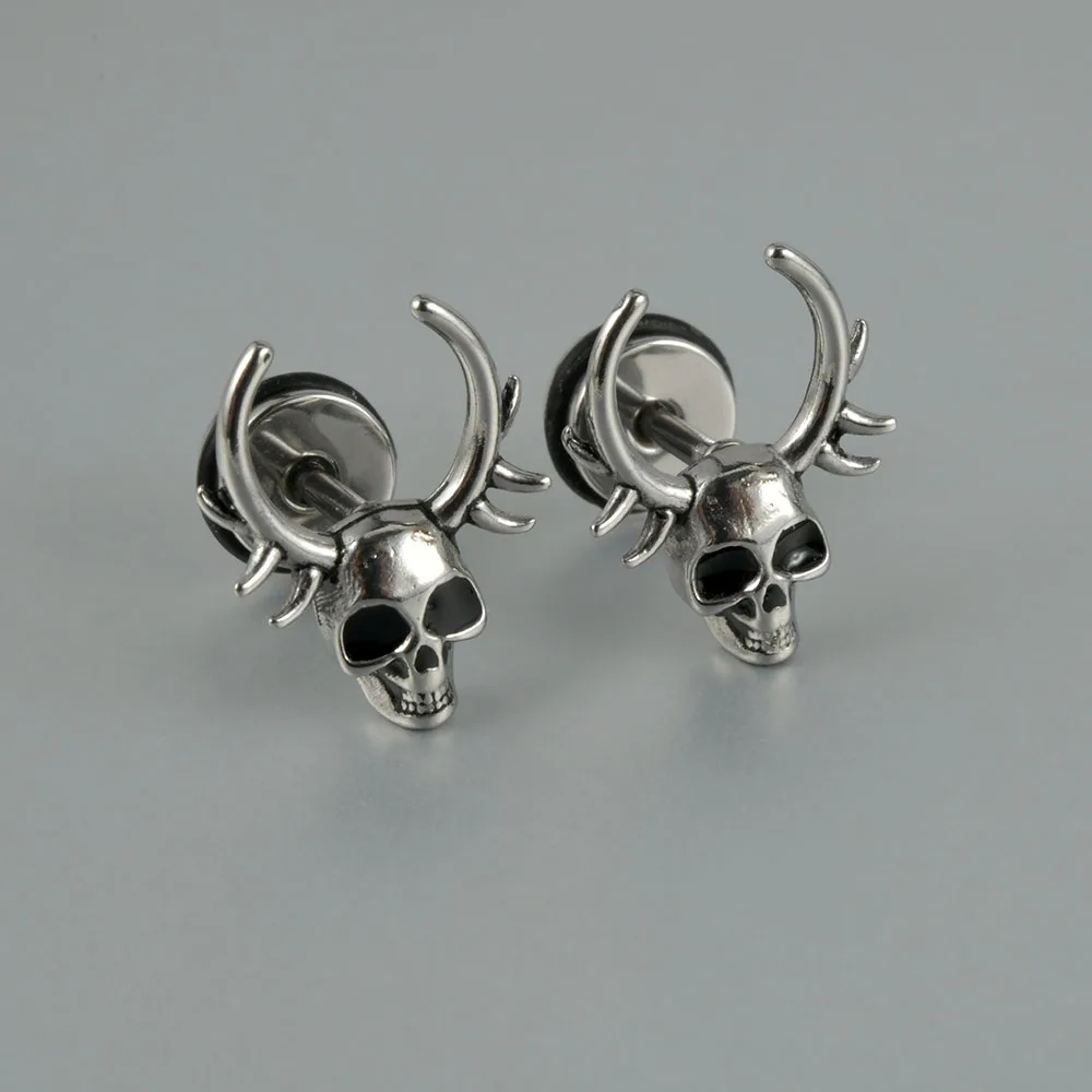 أقراط جمجمة فولاذية جراحية للرجال والنساء ، مجوهرات الثقب ، الفص ، غضروف الأذن ، الزنمة ، اللولب ، القوطية ، البانك ، زوج واحد