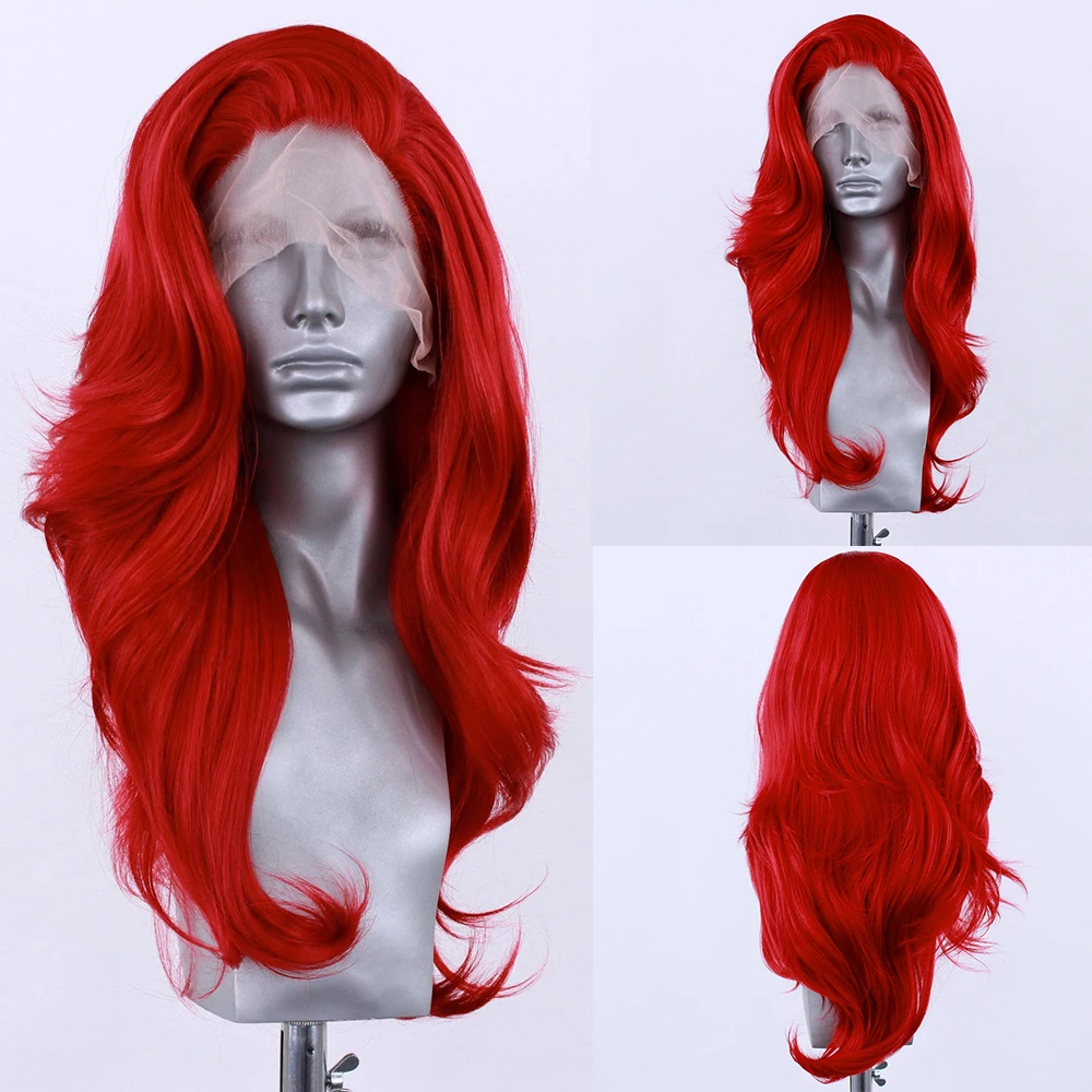 Red Wigs Lace Wigs Heat Resistant Synthetic Lace Front Wigs 26 Inch Long Natural Wave Hd Lace Wigs For Women Daily Use Cosplay