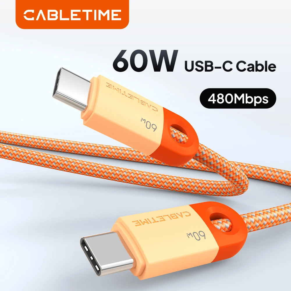 CABLETIME PD60W Hochgeschwindigkeits-Datensynchronisationskabel Typ C für iPad Samsung Schnellladekabel USB-C-Kabel für iPhone Ladekabel