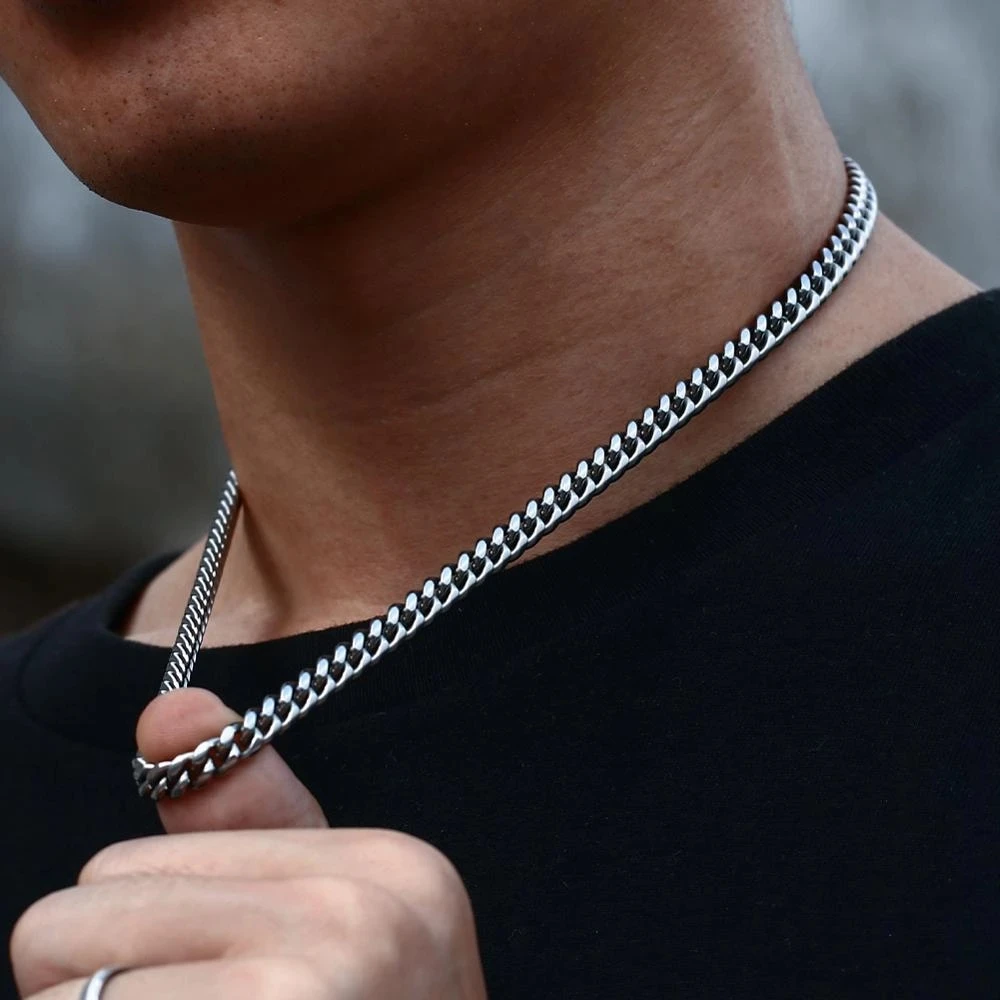 Hip Hop Cuban Link Width 3/5/7/9MM Stainless Steel Chains Necklace for Men Basic Simple Rapper\'s Choker on Neck Fashion Jewelry