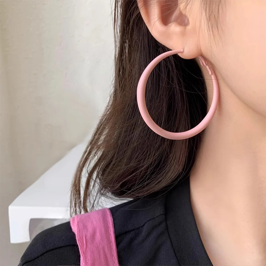 

Korean Fashion Simple Pink Round Square Earrings for Women Exquisite Copper Earring Sweet Elegant Party Jewelry Girlfriend Gifts