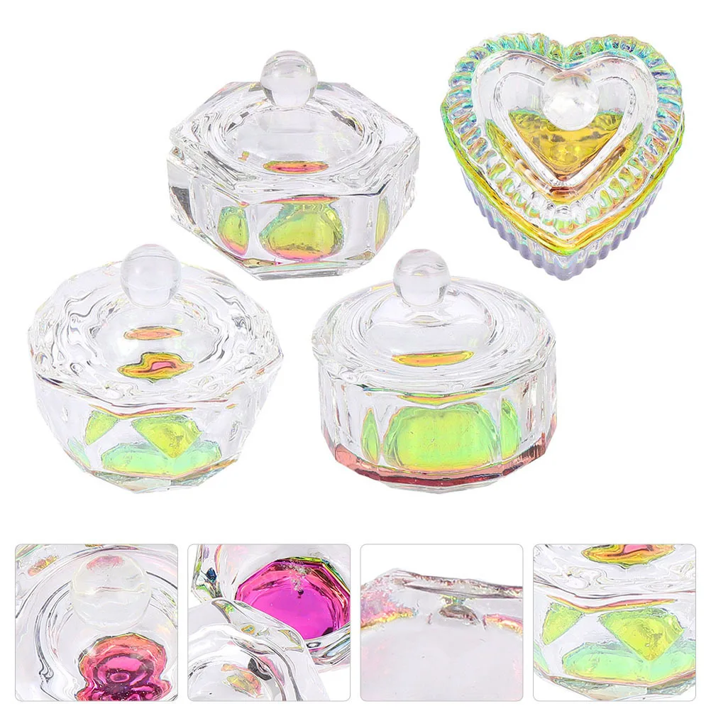 4 stuks Nail Art Cup Duurzaam Hervulbaar Helder Glazen Container Acryl Vloeibaar Poeder Mengen Verjaardagscadeau voor Vrouwen
