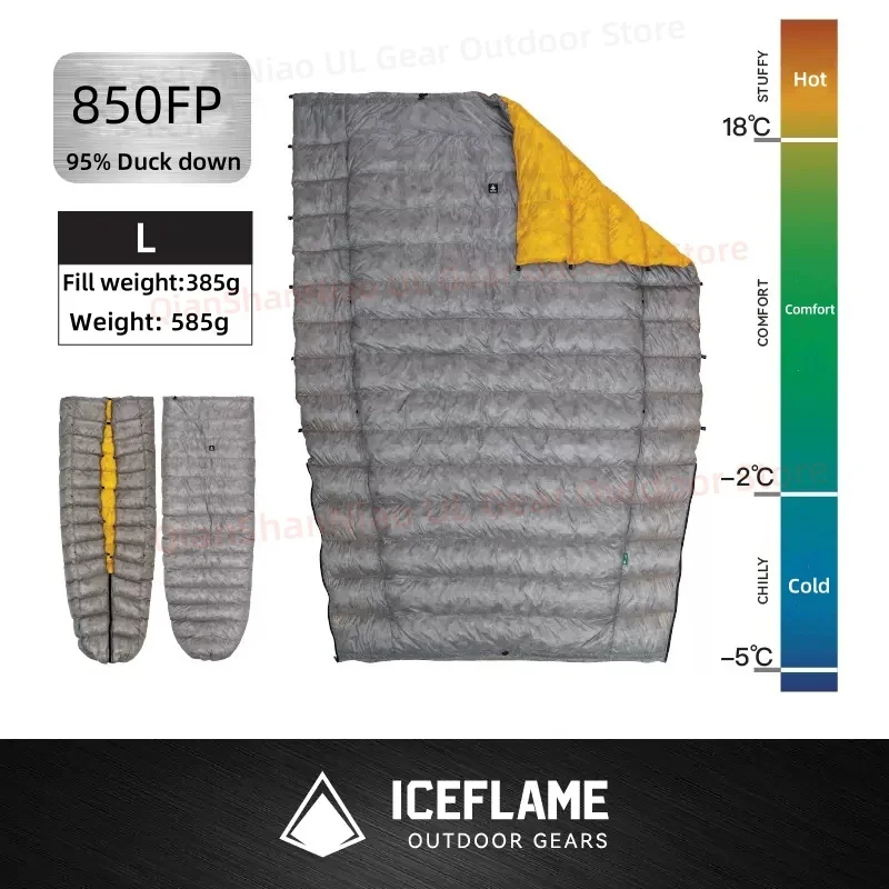 Ice Flame Draagbare RDS Waterdichte Slaapzak Outdoor Ultralight Eendendons Quilt 10DNylon Reizen Wandelen Bergbeklimmen