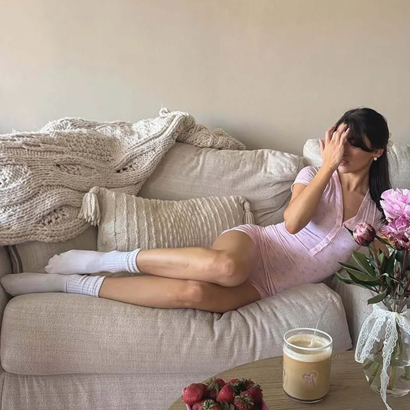 

Fre Sweet Floral Print Slim Fit Ne ort Rer Versatile Chinese Made Women's Pantsuit Summer Collection Regular Th...