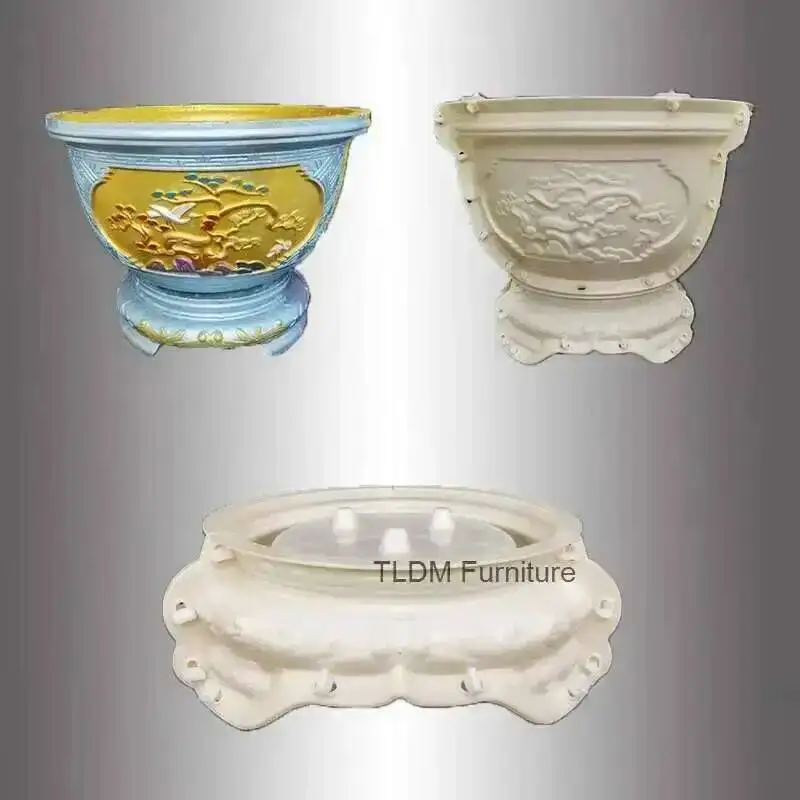 Plastic Pot Roman Mold for Flower House Outdoor Decoration DIY Large Size Circular Mold Garden Cement Bonsai Vase Mold