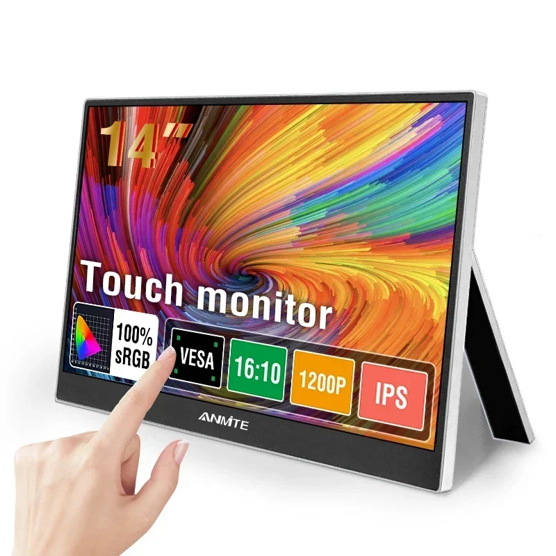 Moniteur portable 14 pouces, non tactile, optionnel, 1200P HDR IPS USB TYPE C HDMI pour téléphone, ordinateur portable, ordinateur de bureau, Switch, PS4, XBOX