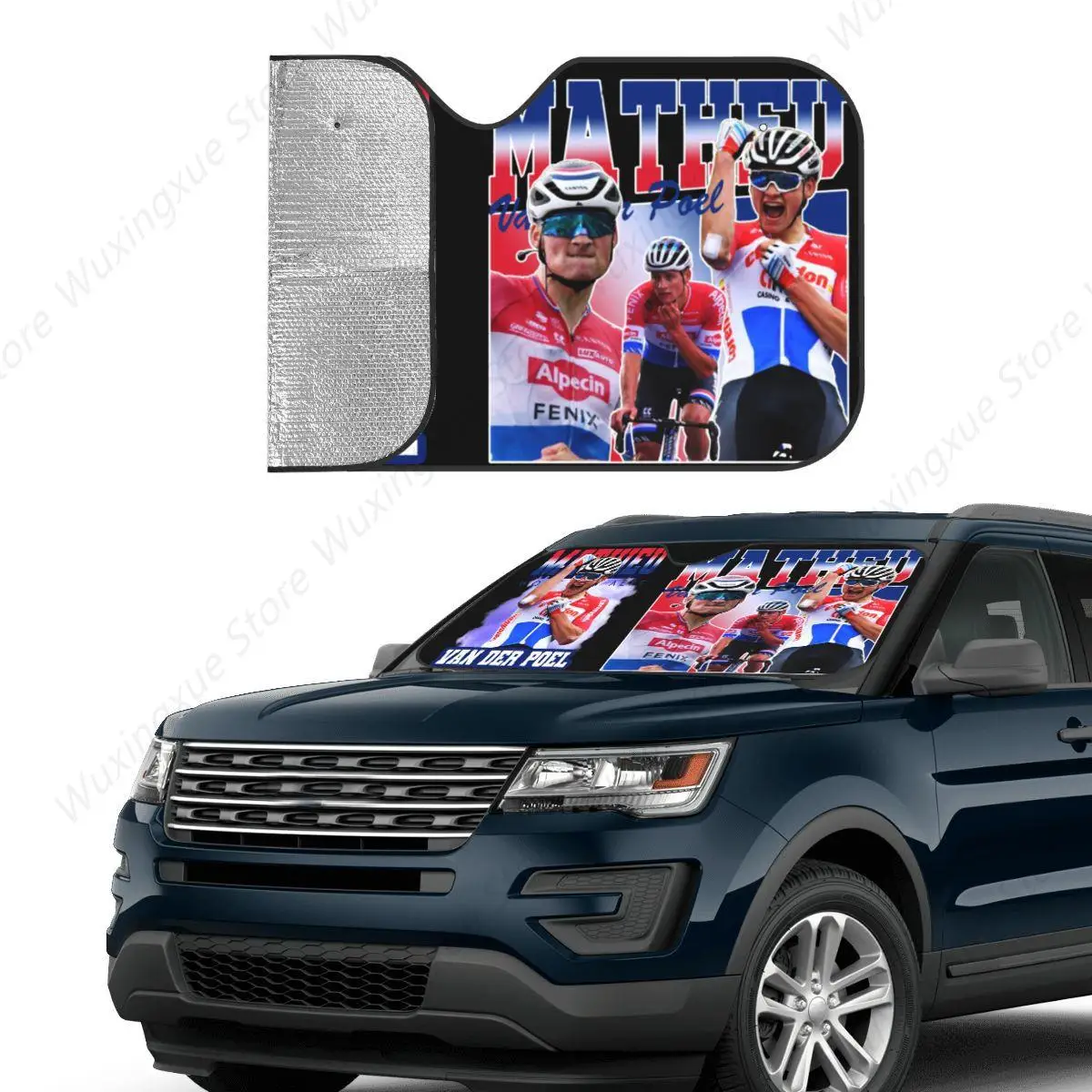 Mathieu Van Der Poel Cyclist MVDP Windshield Sunshade Dutch Cyclist Champion Aluminium Foil Car Sunshade Heat Reflector