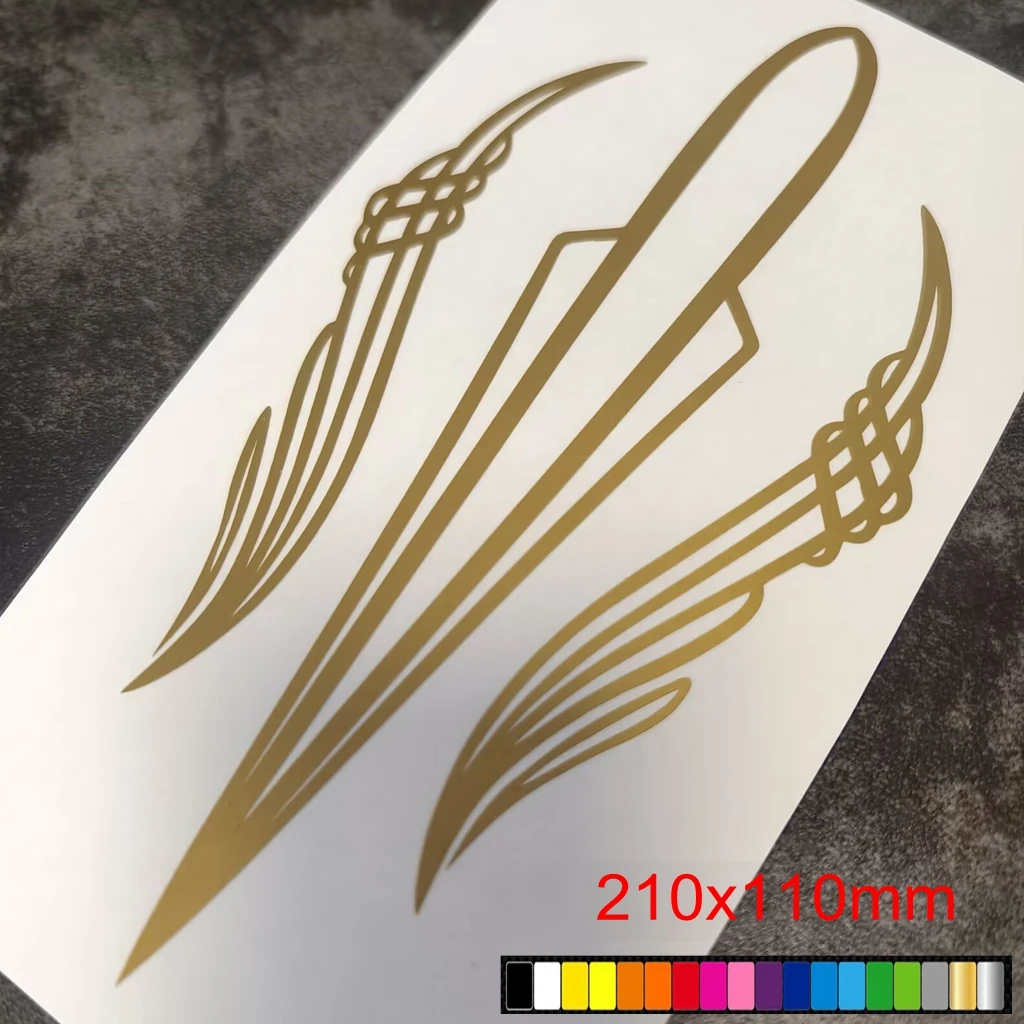 Tribal Pinstripe Vinyl Sticker Gold Motorcycle Fuel Tank Decal Car Body Fender Decorative Vinyl Decal for Auto Motorbike