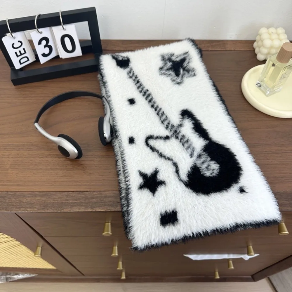 جديد لينة الشتاء وشاح القط أسود أبيض المنك وشاح من الصوف فو فرو المنك الدافئة شال التفاف النساء #3