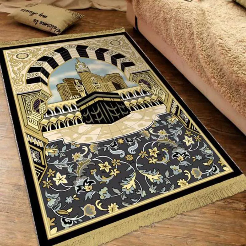 High Quality Arab Ethnic Pilgrimage Blanket Soft Plush Thickened Jacquard Carpet Worship Blanket for Party Favors 80*120cm