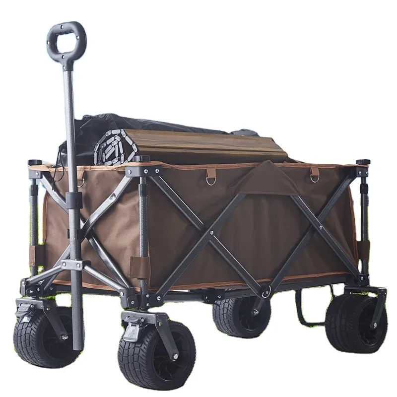 Collapsible Garden Stroller Hand Cart Portable Folding Outdoor Wagon Trolley Foldable Beach Trolley Utility Camping Metal