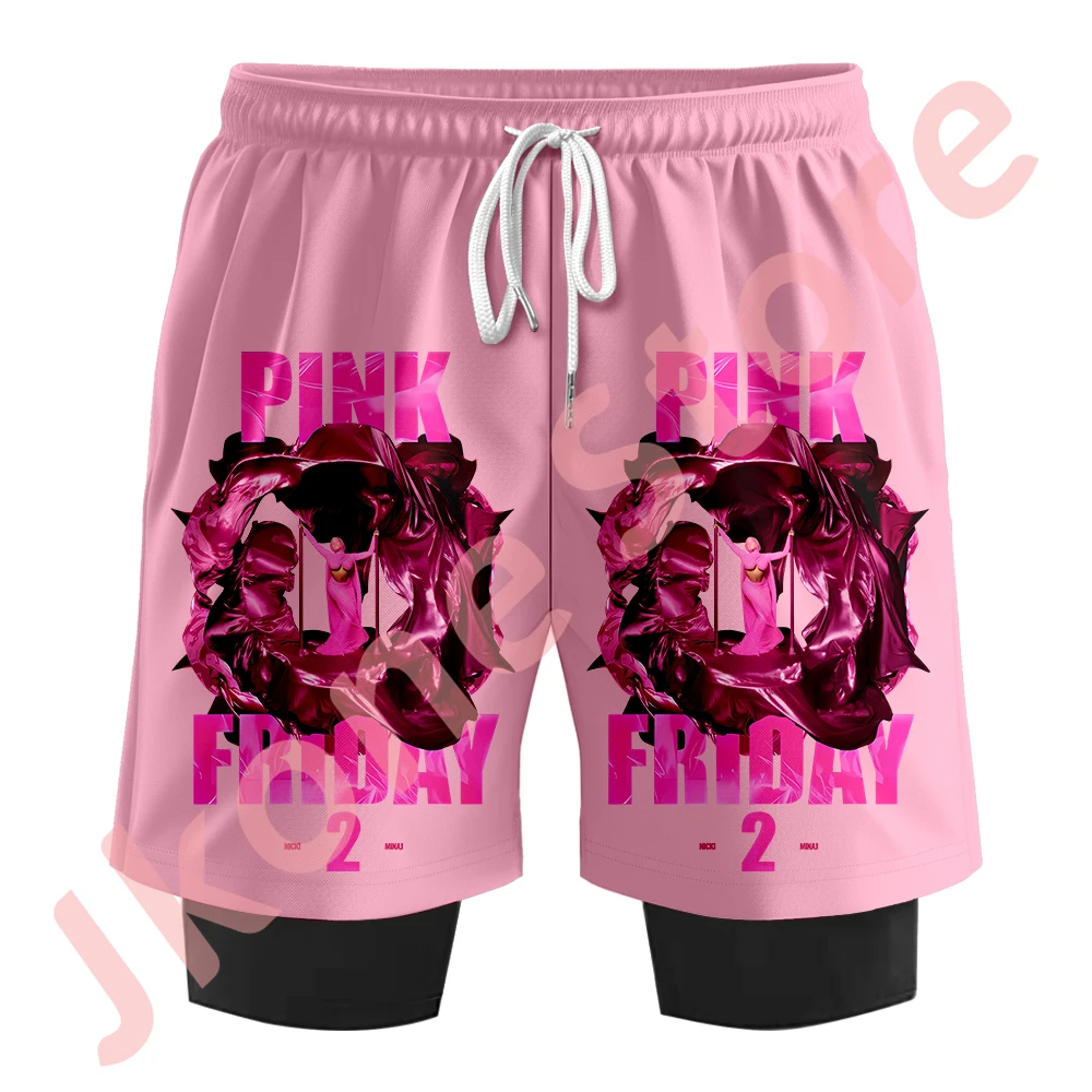 Nicki Minaj-pantalones cortos con cubierta alternativa para hombre y mujer, ropa de calle informal a la moda, logotipo del Tour de viernes rosa, Verano